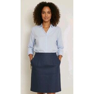 Jones New YorkWomens Linen A-Line Skirt Size 16W Navy‎ Blue Vintage NWT